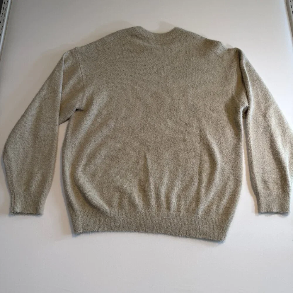 PLAYBOY Fuzzy Bunny Head PacSun Crew Neck Sweater Tan Beige XL